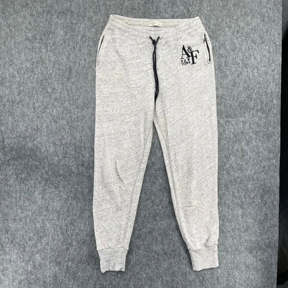 Abercrombie & Fitch Sweatpants Mens Small Gray Heather Jogger Graphic Logo